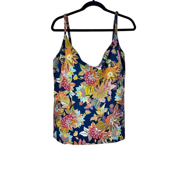 Bleu by Rod Beattie Floral Printed Tankini Top Multi Navy Size 22 Plus NWT - Picture 6 of 9